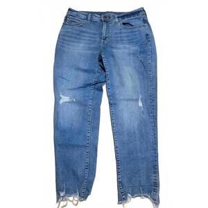 Maurices Stone Wash Distressed Raw Hem Straight Jeans Size 12‎